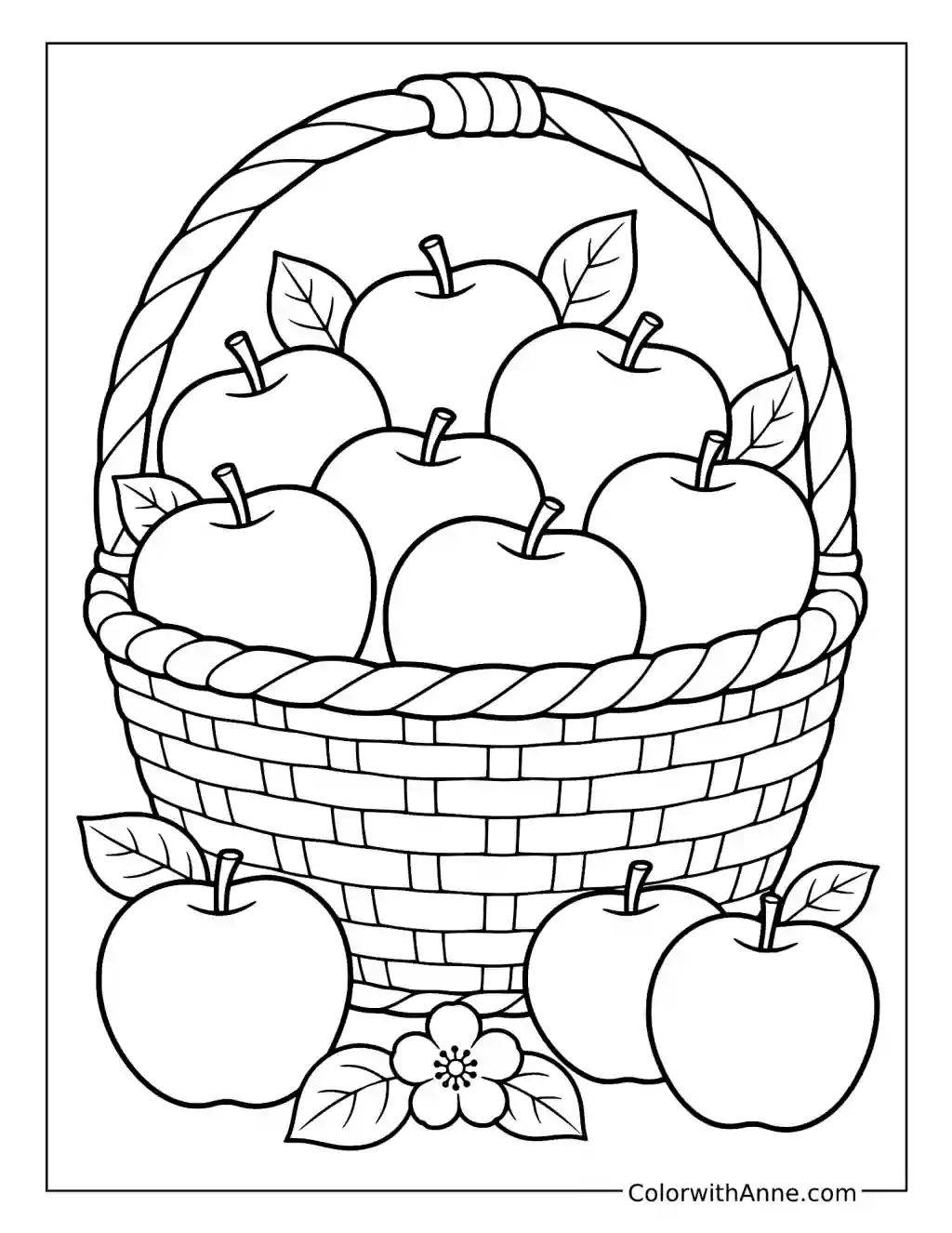Basket of Freshly Picked Apples coloring page
