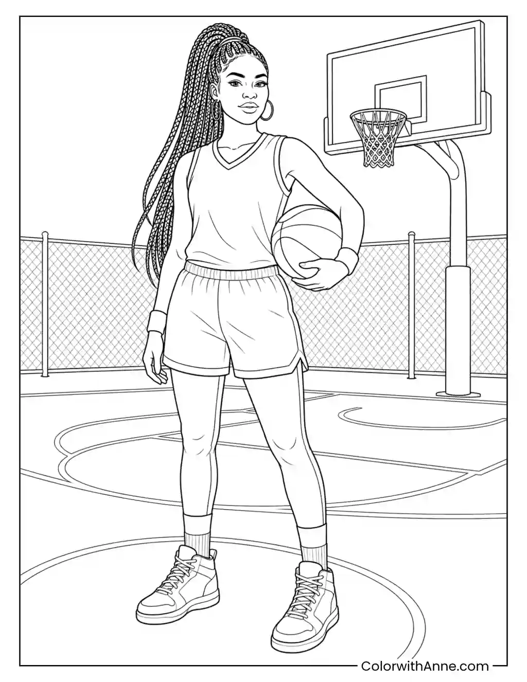 Basketball Court Baddie coloring page