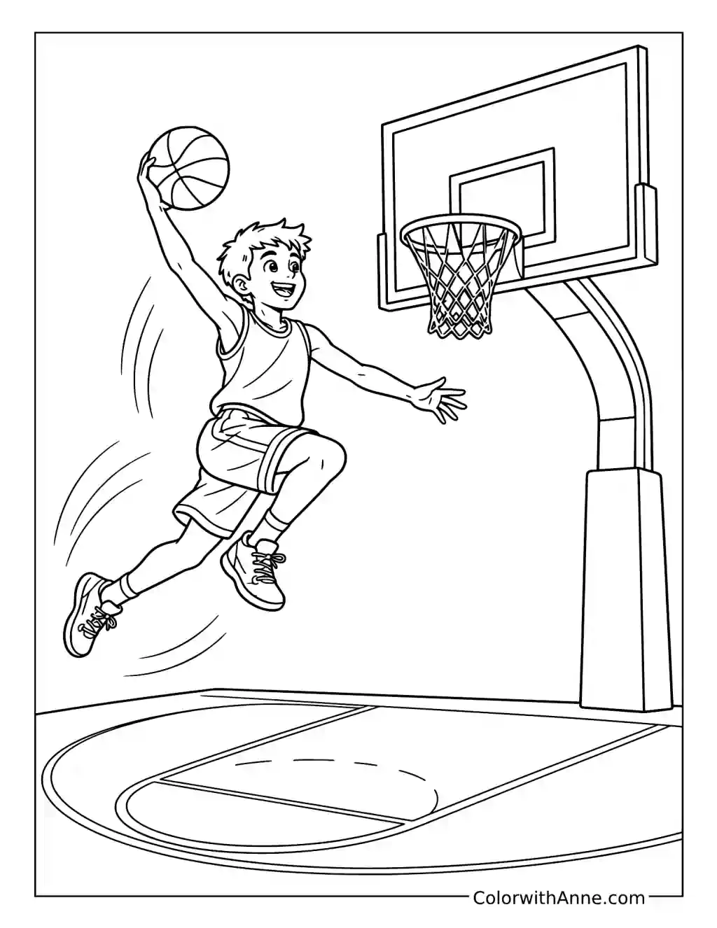 Basketball Slam Dunk coloring page