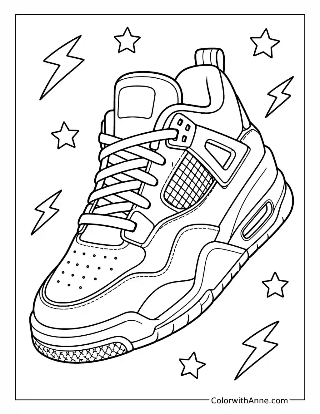 Basketball Sneaker with Mesh Panels and an Air Cushion coloring page