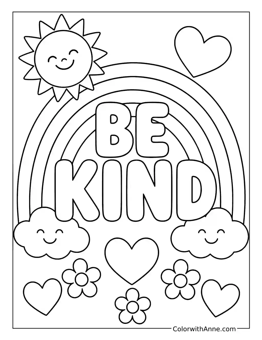 Be Kind Rainbow coloring page
