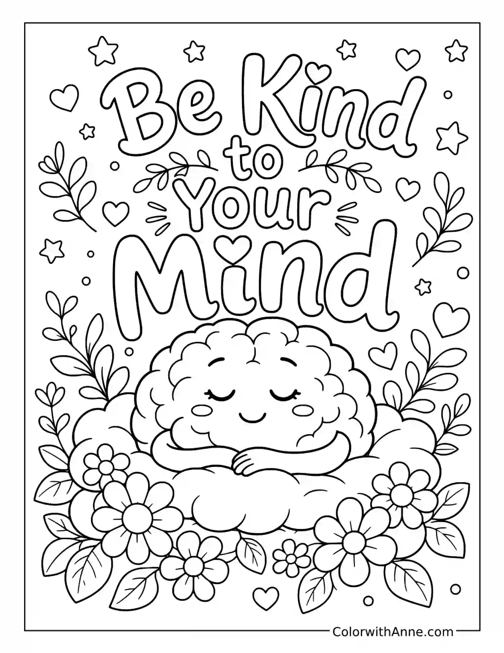 Be Kind to Your Mind with a Resting Brain coloring page