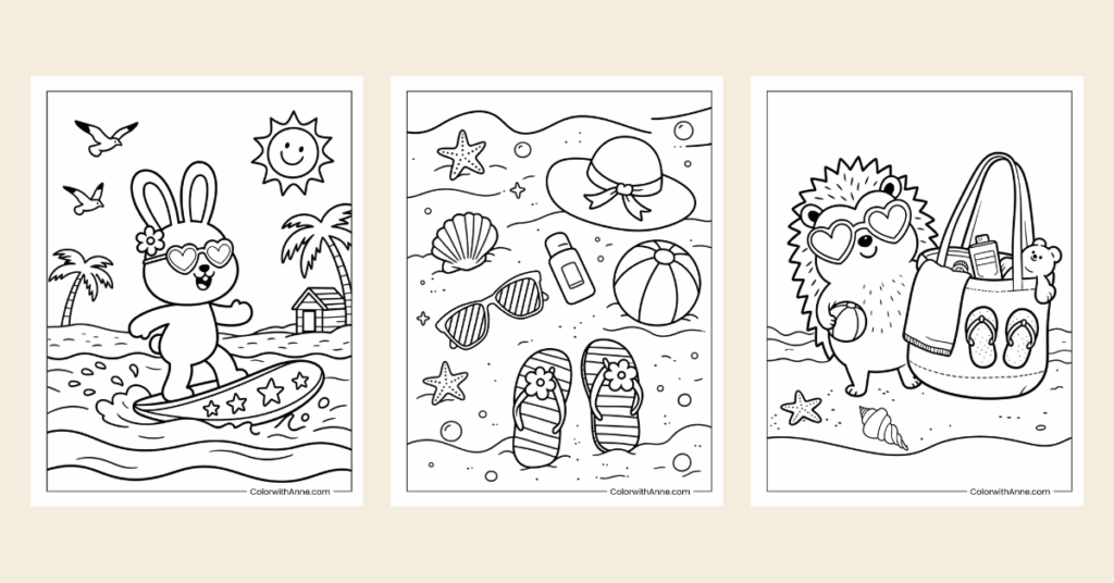 beach coloring pages banner