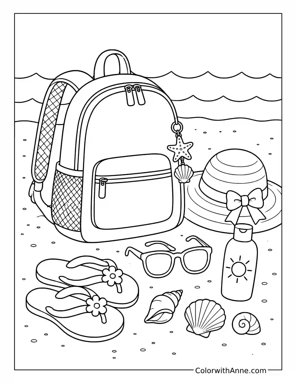Beach Day Backpack coloring page