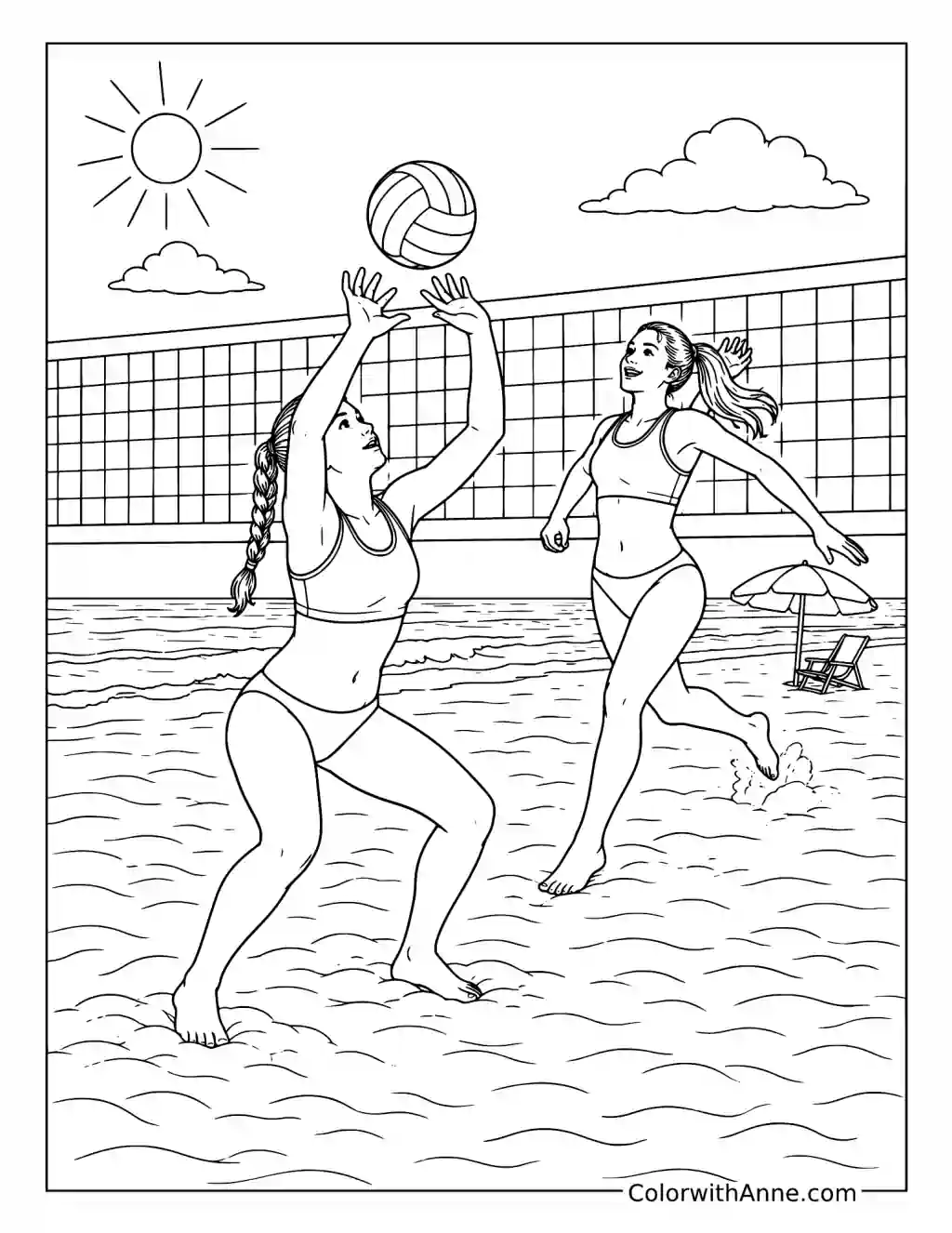 Beach Volleyball Partners coloring page