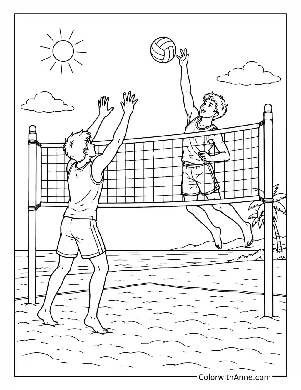 Beach Volleyball Spike coloring page