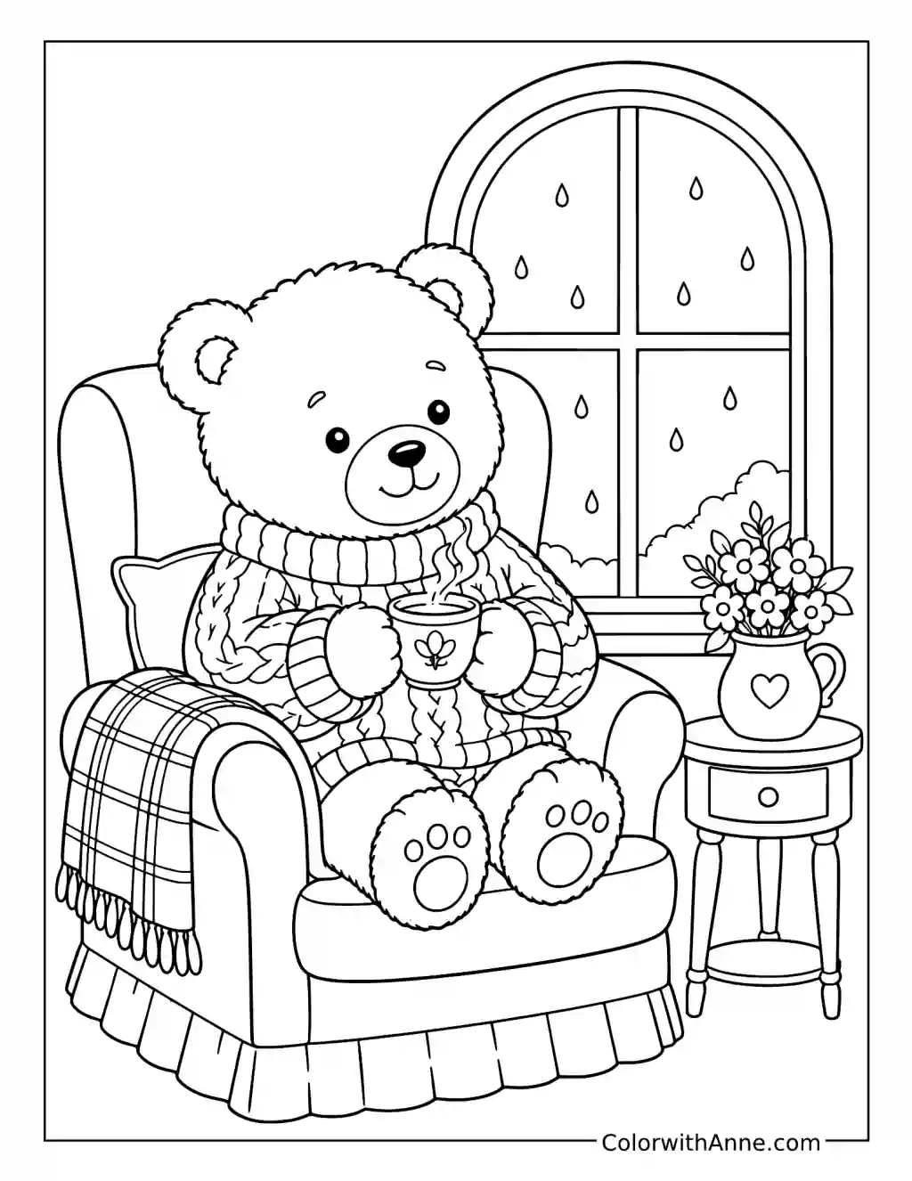 Bear's Rainy Day Retreat coloring page