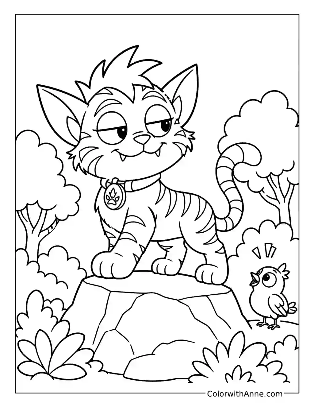 Beast Boy in Tiger Form on a Forest Rock Coloring Page