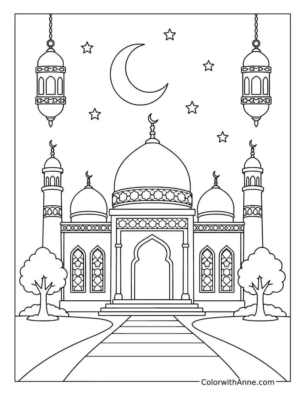 Beautiful Ramadan Mosque coloring page