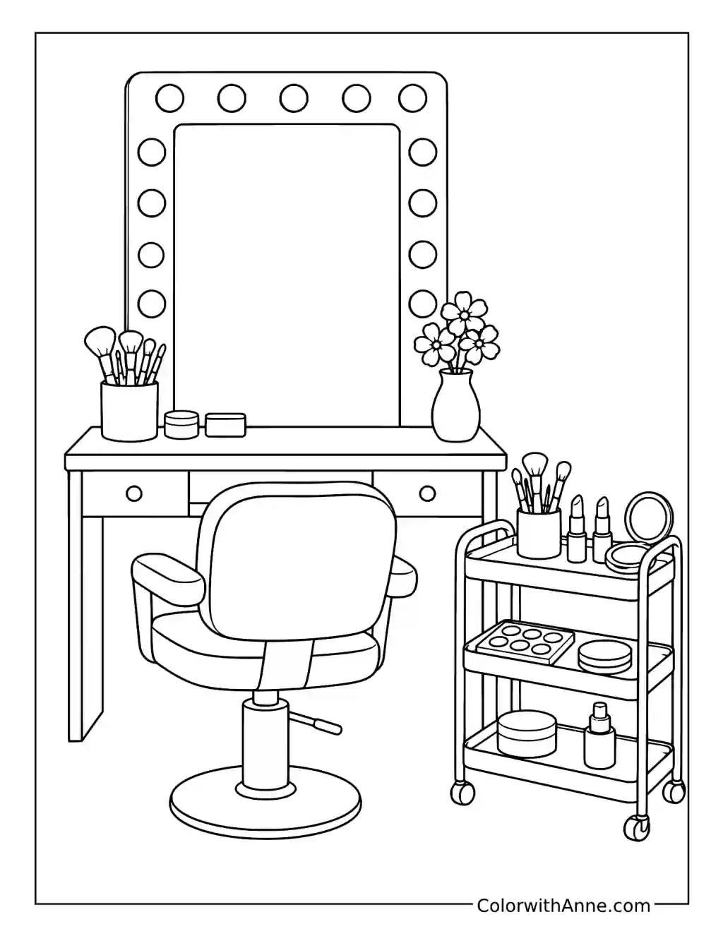 Beauty Salon Makeup Station coloring page