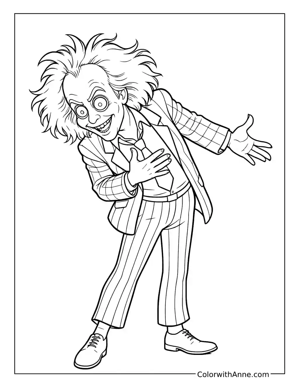 Beetlejuice Bowing in His Striped Suit coloring page