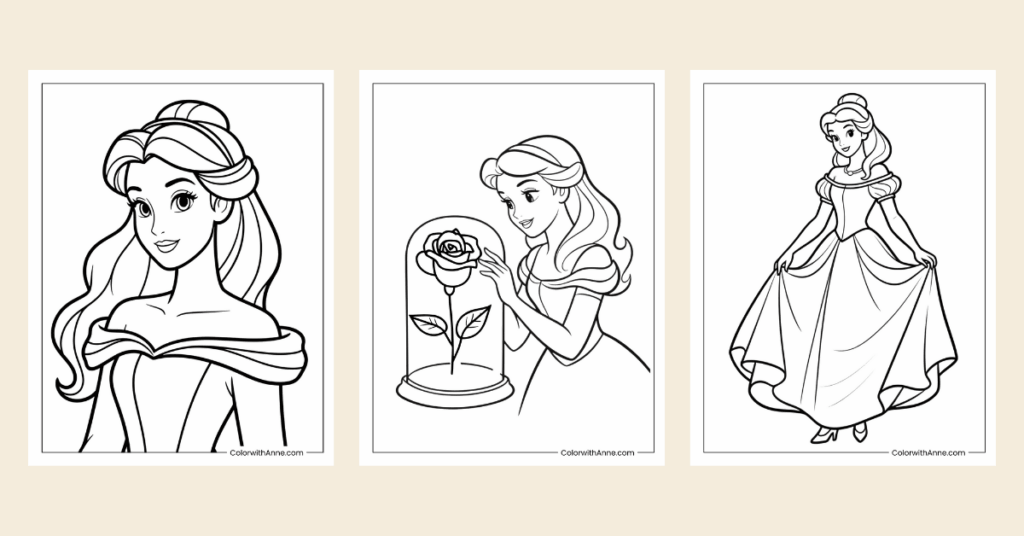 belle coloring pages banner