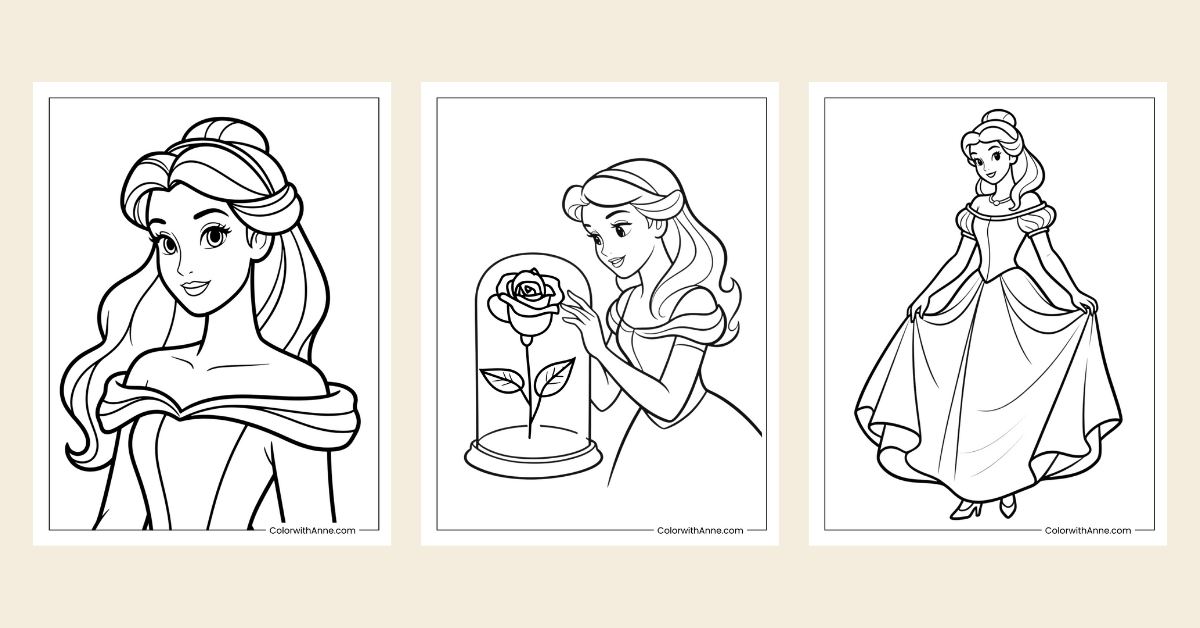 belle coloring pages banner
