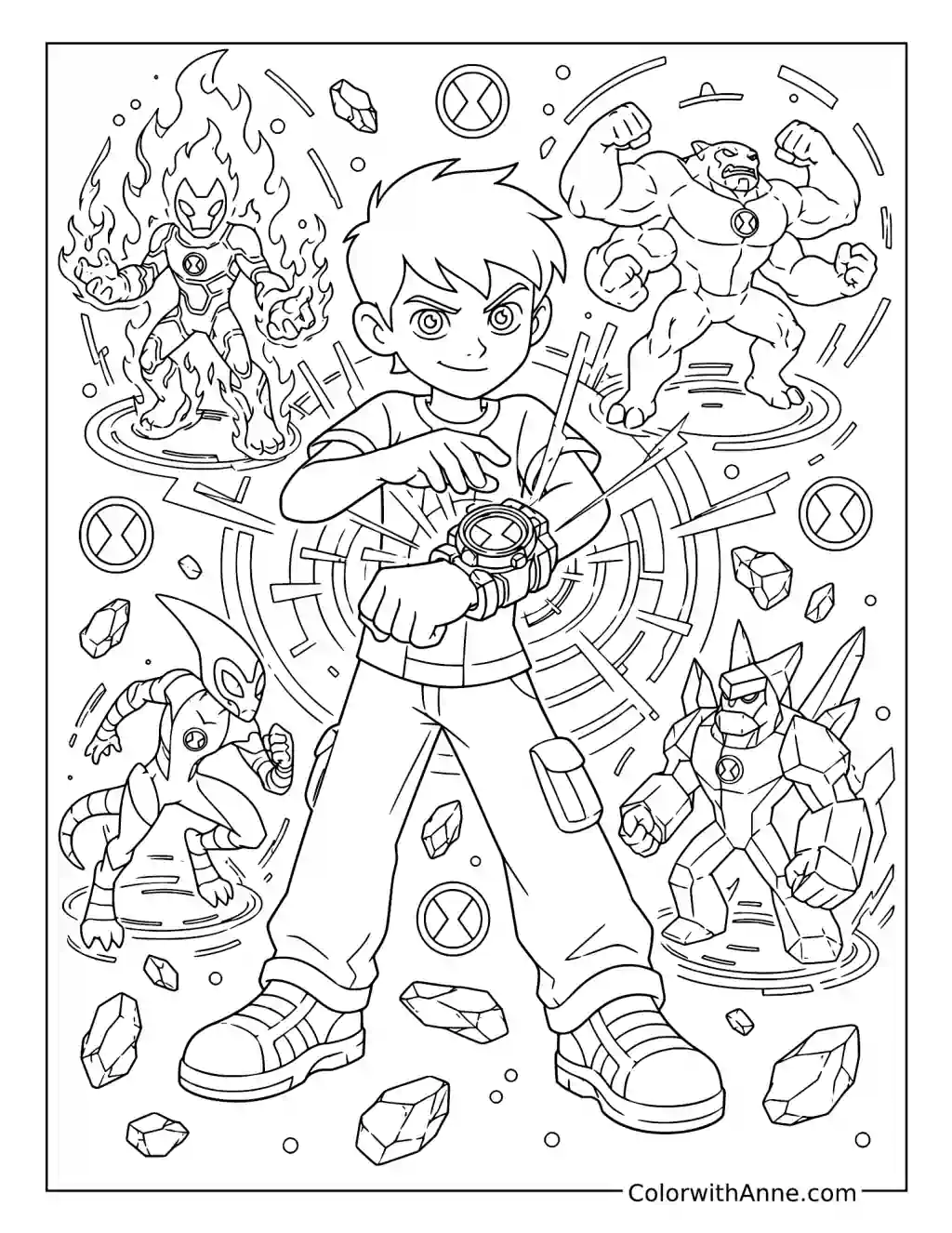 Ben 10 Activating the Omnitrix coloring page