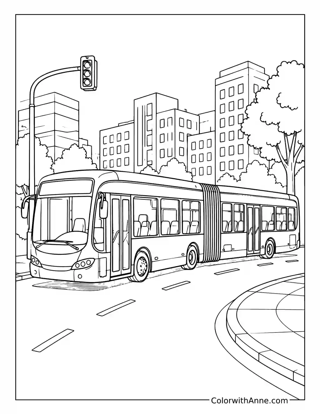 Bendy Bus Turning Through Town coloring page
