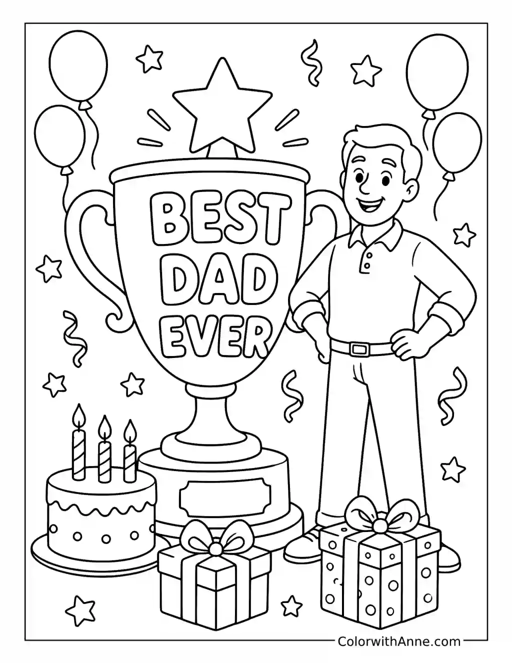 Best Dad Ever Trophy coloring page
