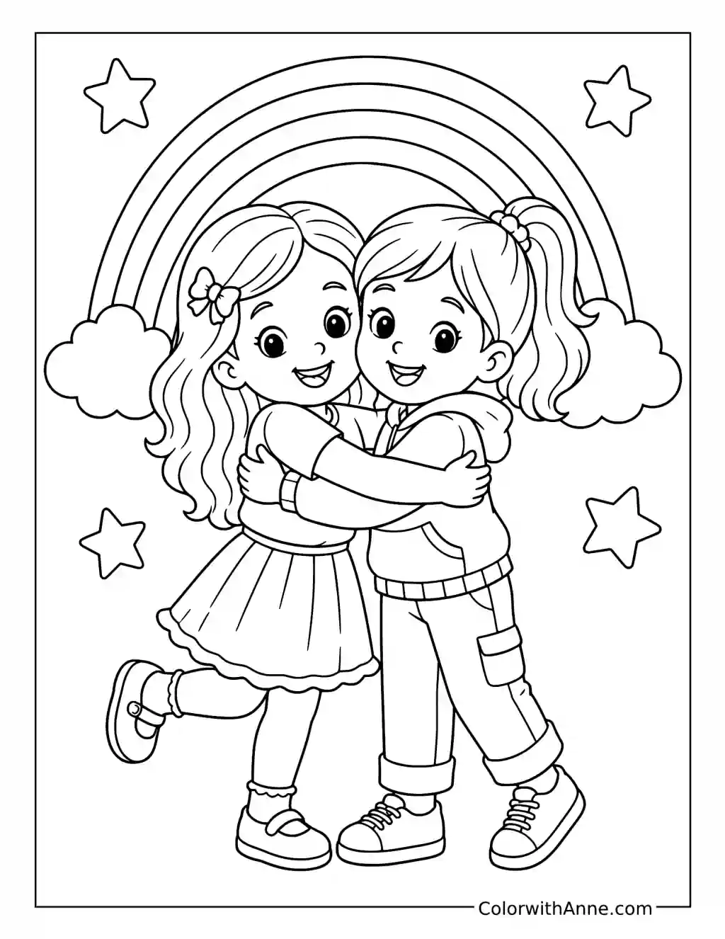Best Friends Forever Hug coloring page