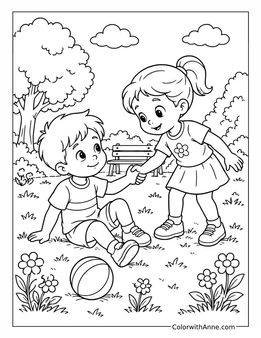 Best Friends Helping Each Other coloring page