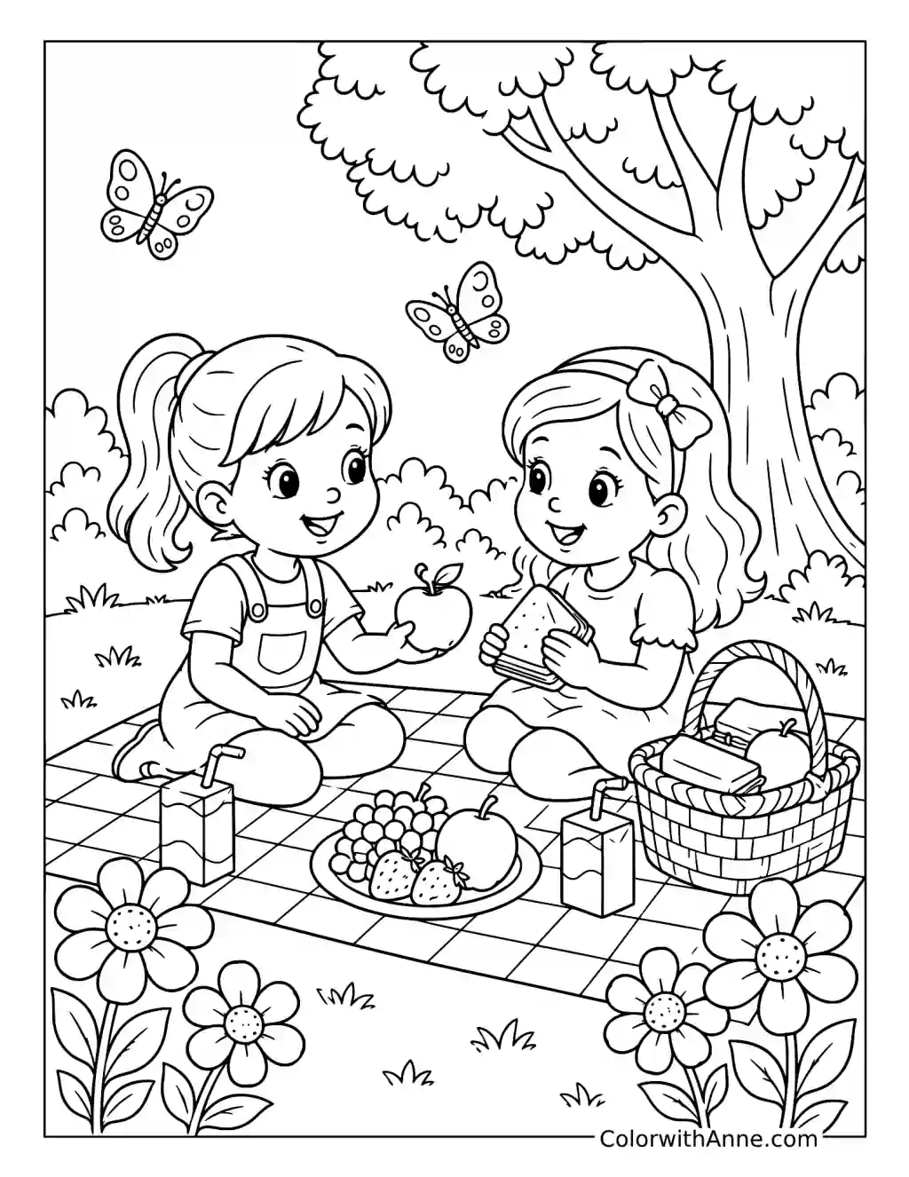Best Friends Picnic in the Park coloring page