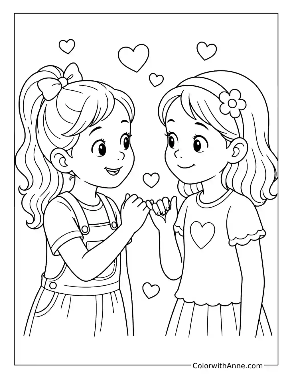 Best Friends Pinky Promise coloring page