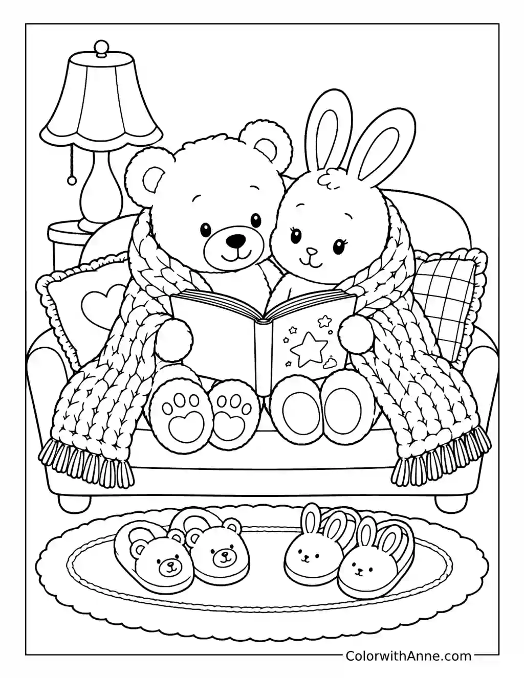 Best Friends Sharing a Blanket coloring page