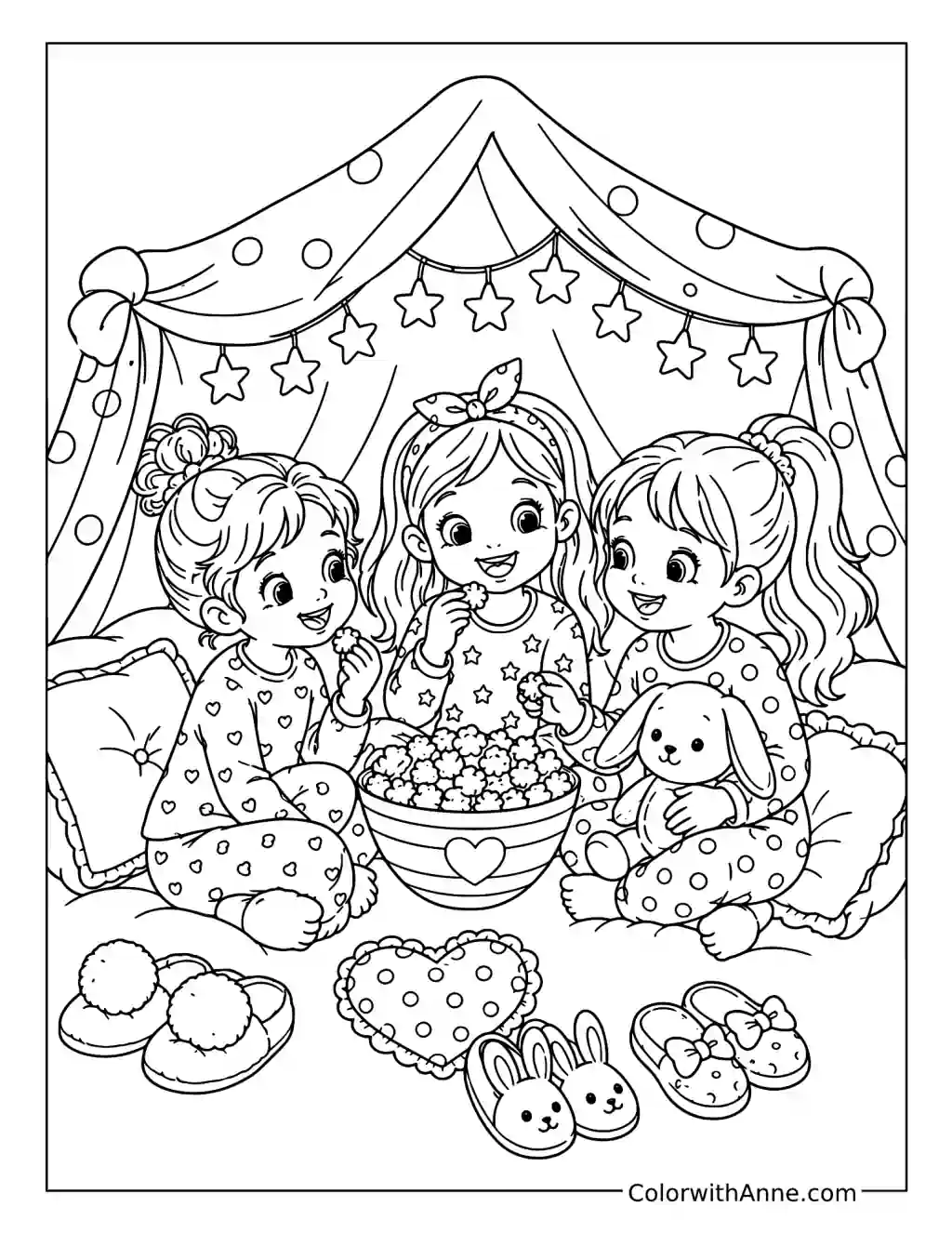 Best Friends Sleepover Party coloring page