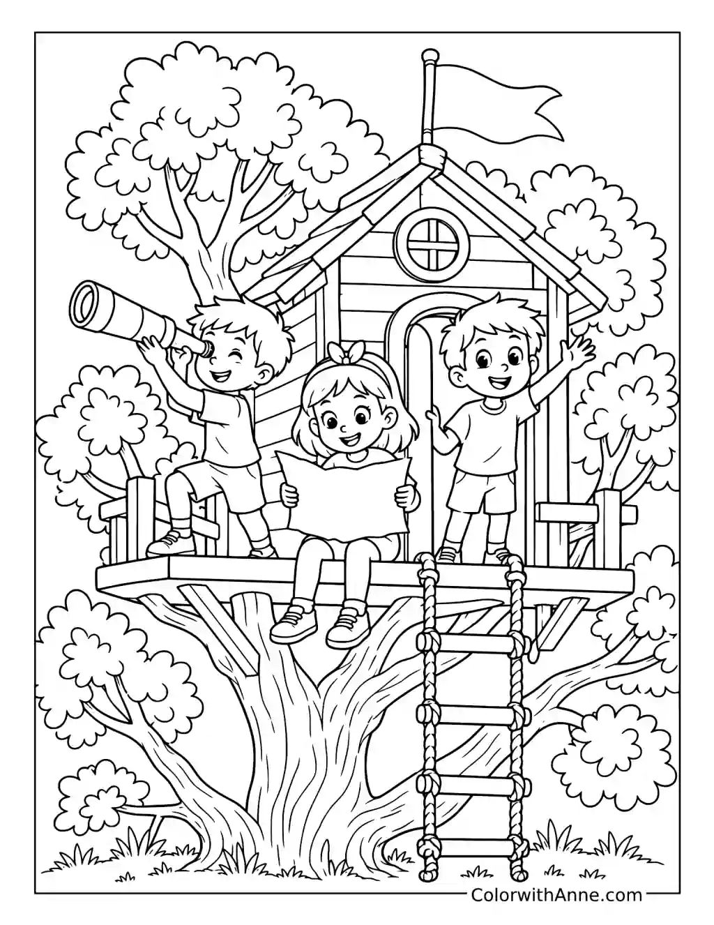 Best Friends Treehouse Adventure coloring page