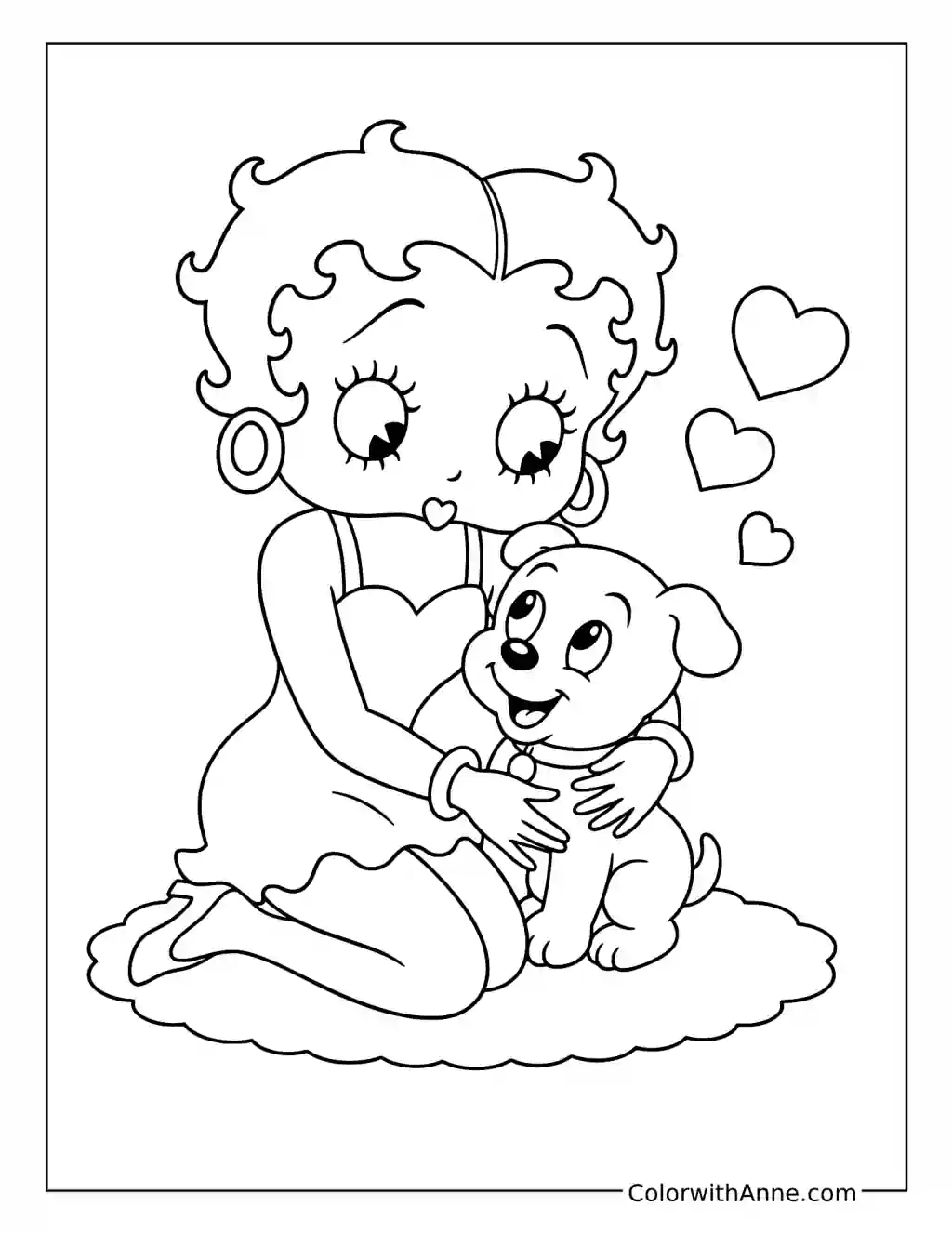Betty Boop Hugs Pudgy coloring page