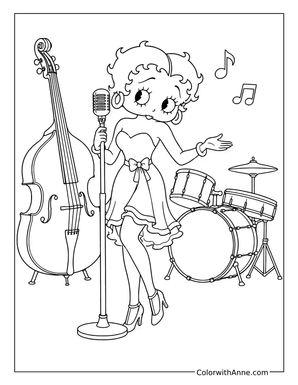Betty Boop in a Vintage Jazz Club coloring page