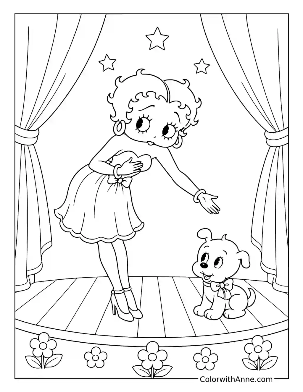 Betty Boop's Grand Finale with Pudgy coloring page