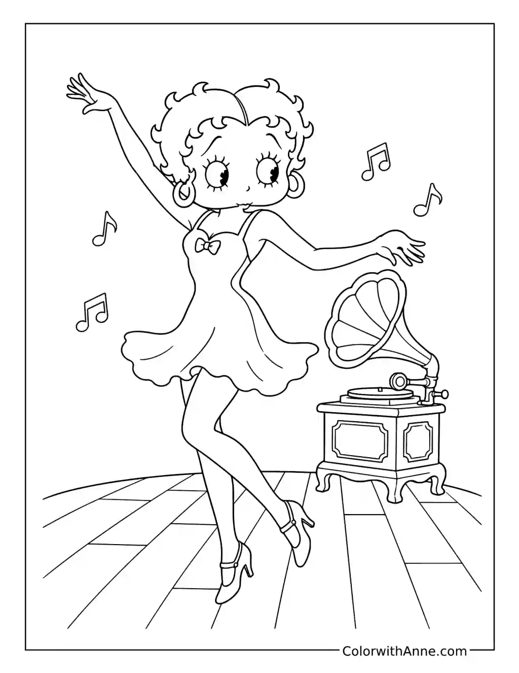 Betty Boop's Joyful Ballroom Dance coloring page