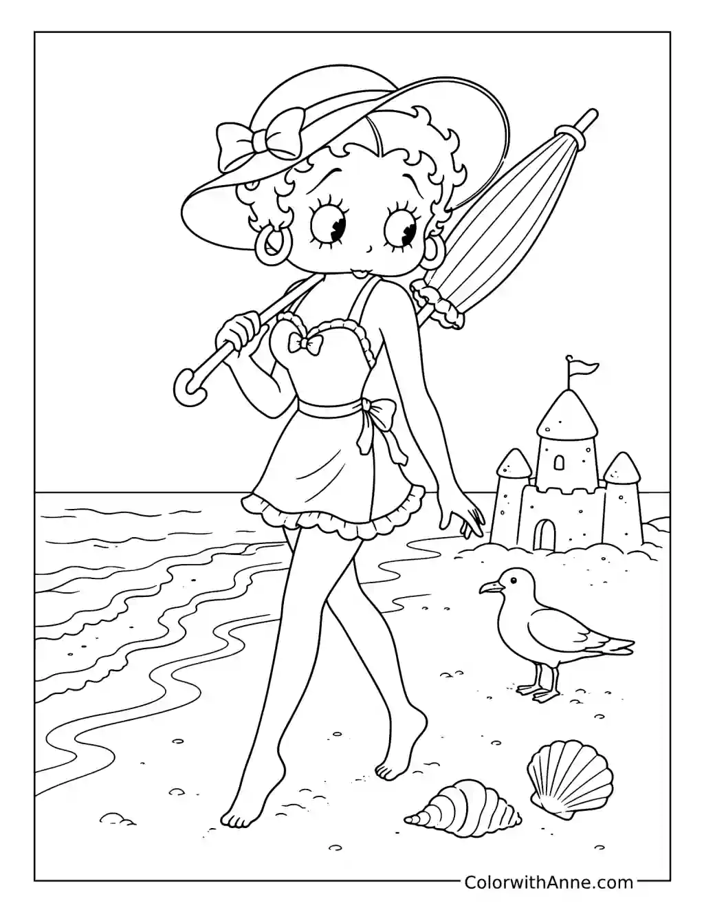 Betty Boop's Seaside Stroll coloring page