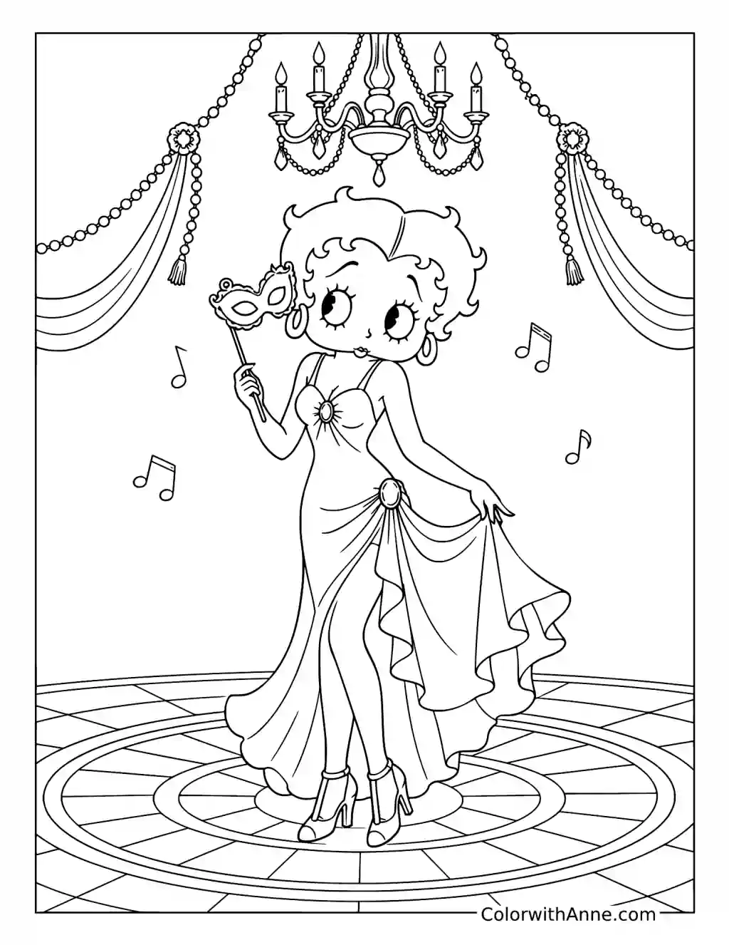 Betty Boop's Vintage Masquerade coloring page