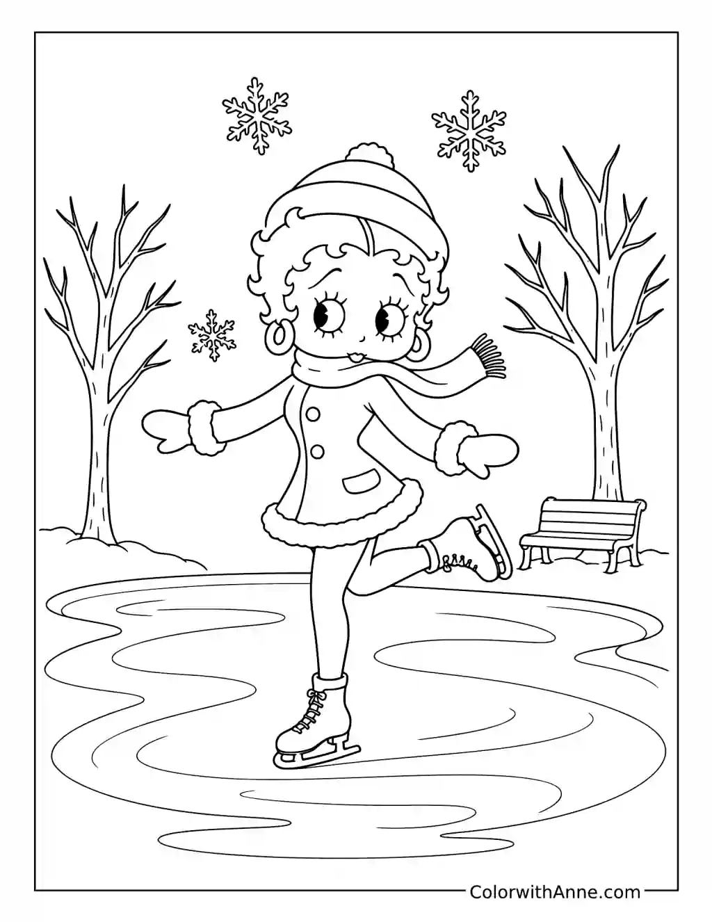 Betty Boop's Winter Ice-Skating coloring page