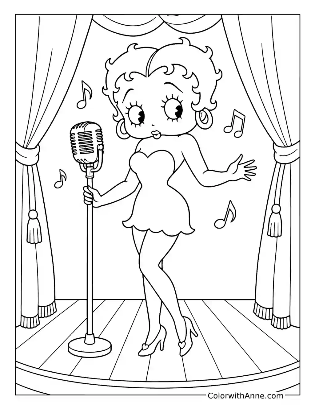 Betty Boop Sings Jazz coloring page