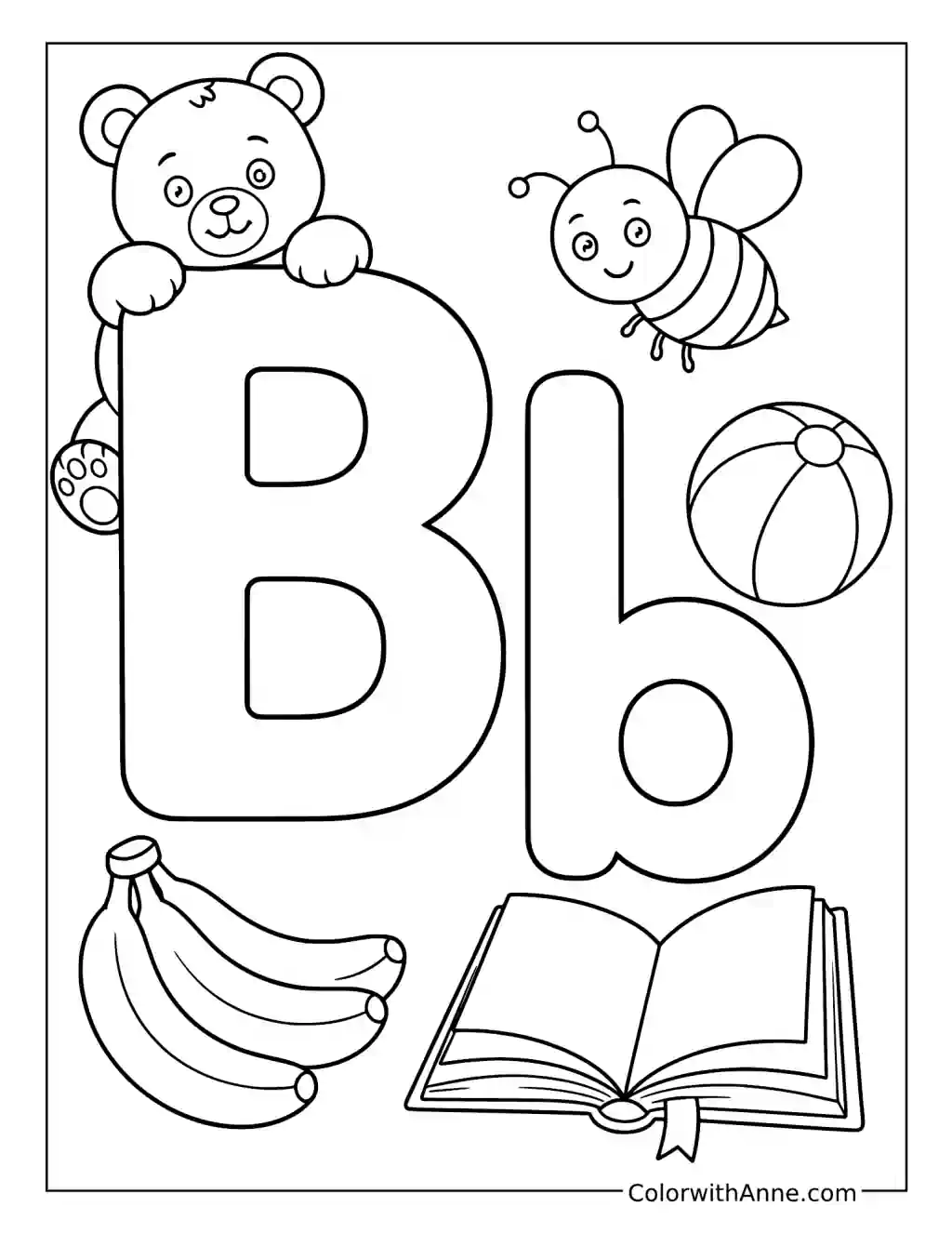 Big B, Little b, and B Friends coloring page