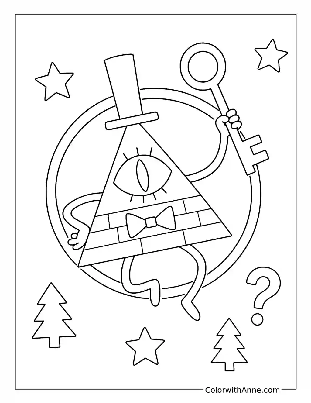 Bill Cipher Holding a Mystery Key coloring page