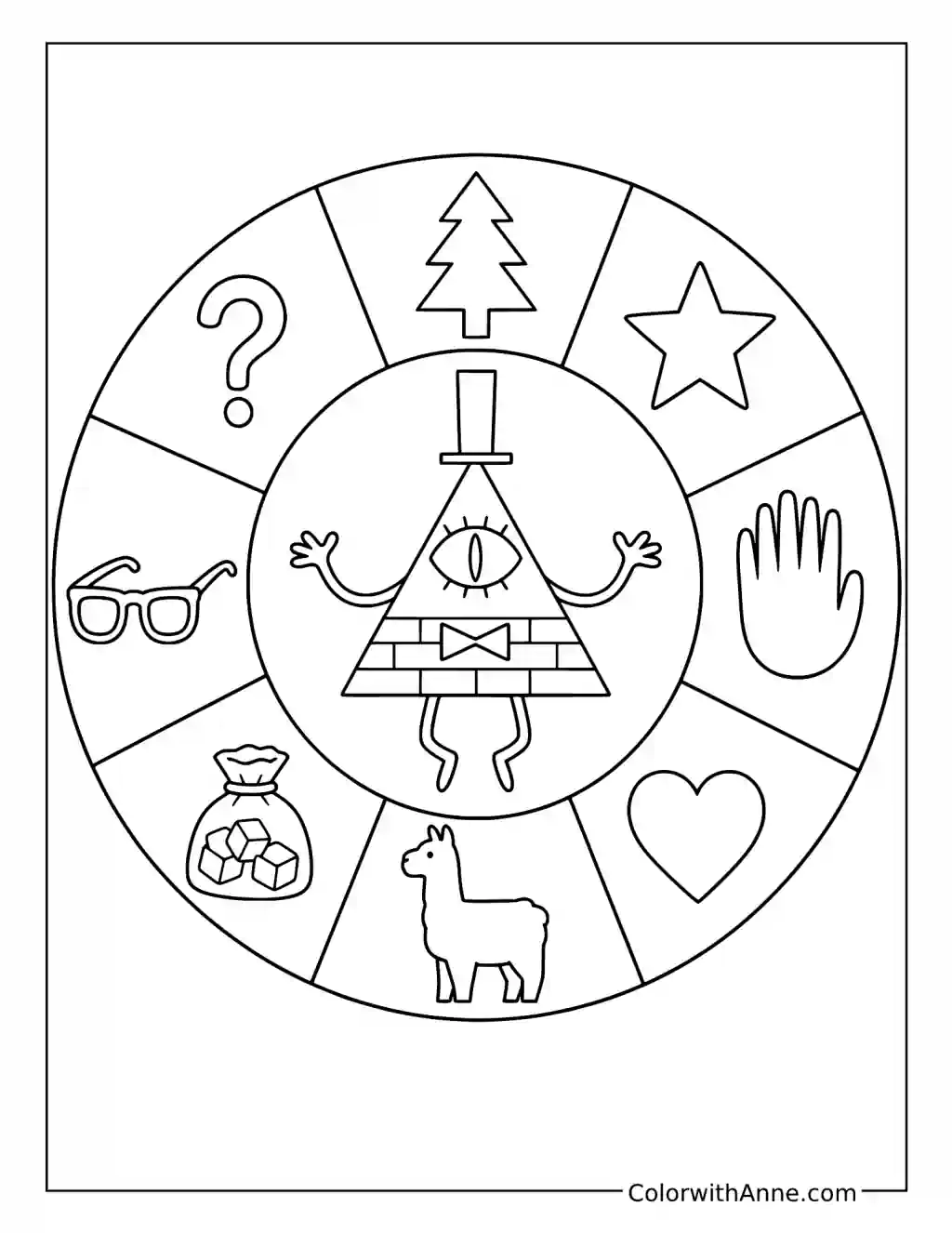 Bill Cipher Zodiac Wheel coloring page