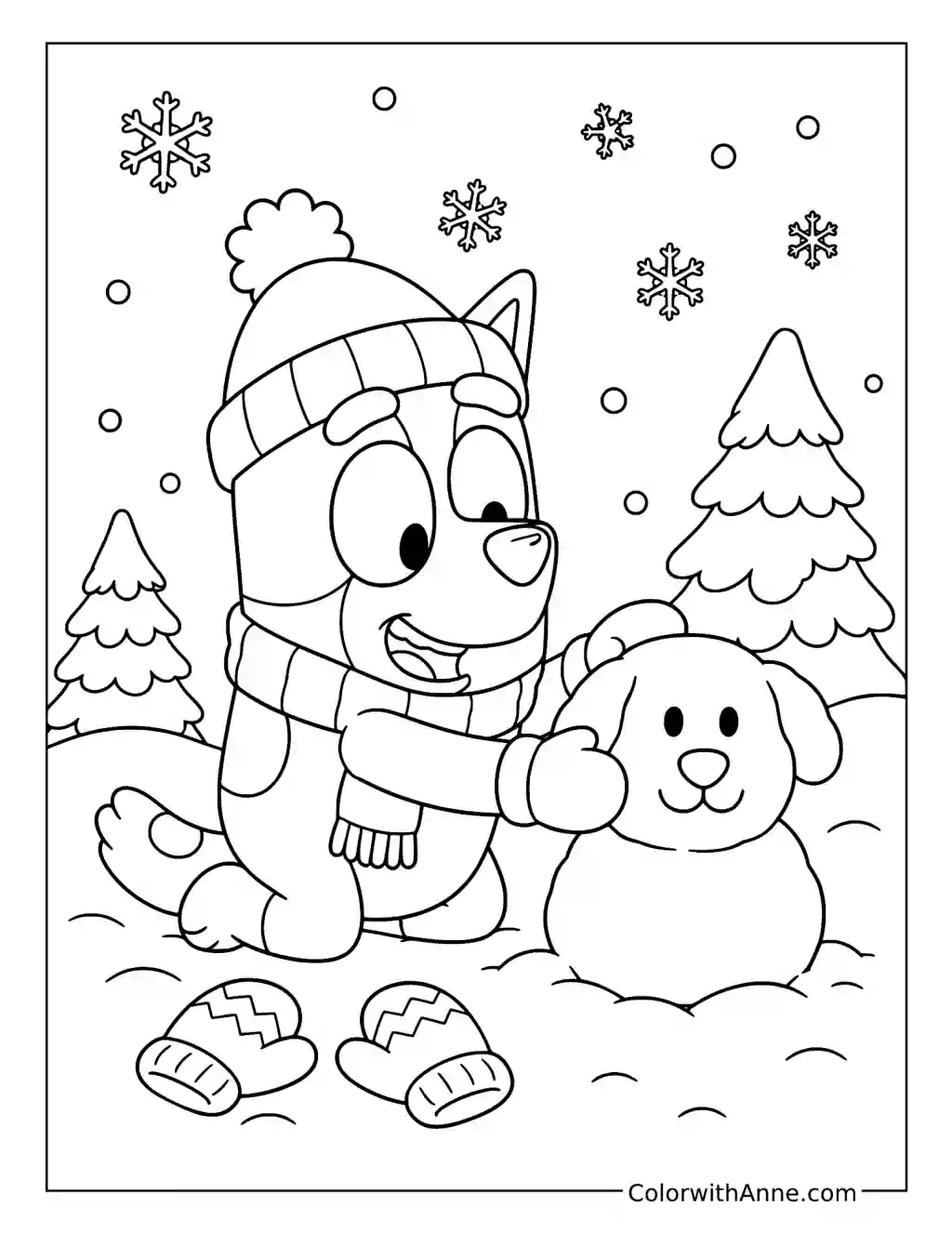Bingo Building a Snow Puppy coloring page