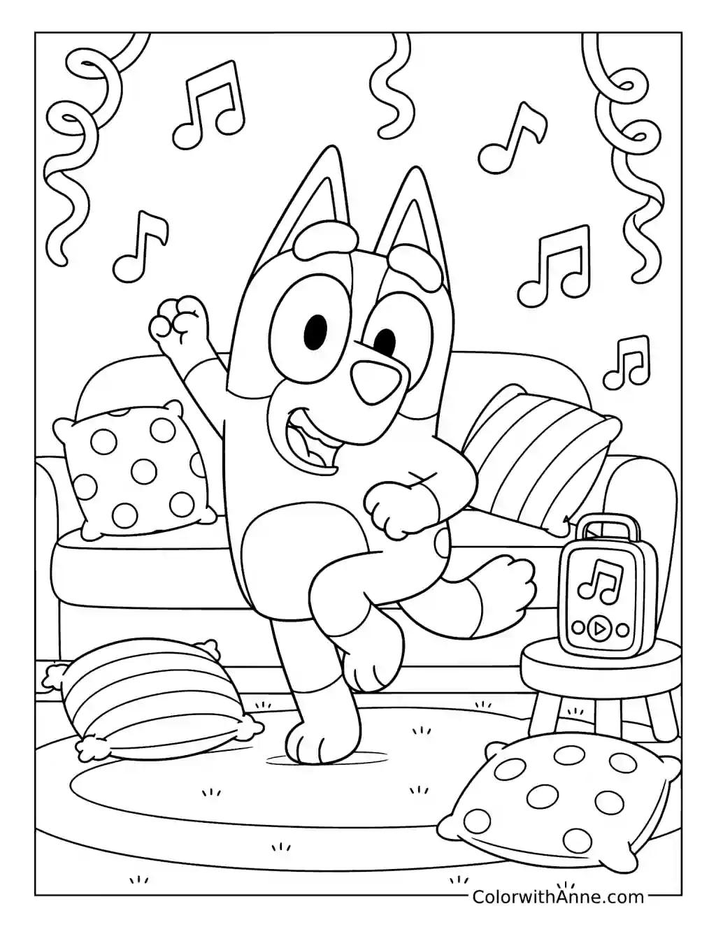 Bingo Dancing to Music at Home coloring page