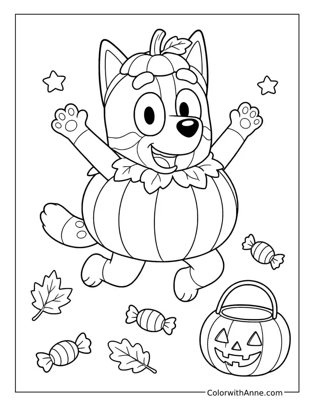 Bingo Wearing a Pumpkin Costume coloring page