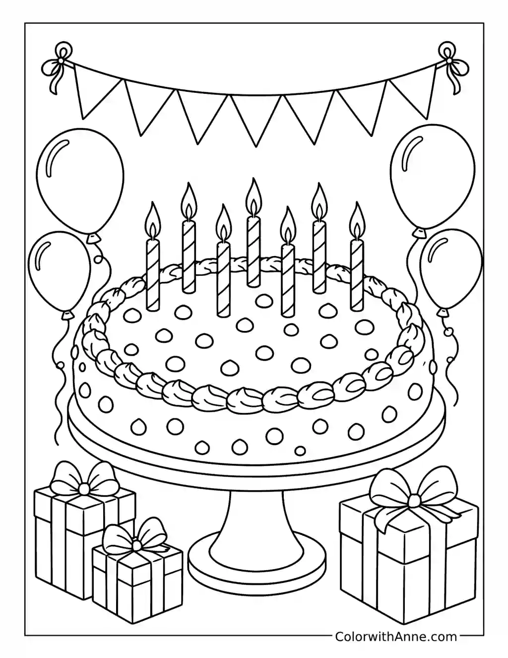 Birthday Cake Celebration coloring page