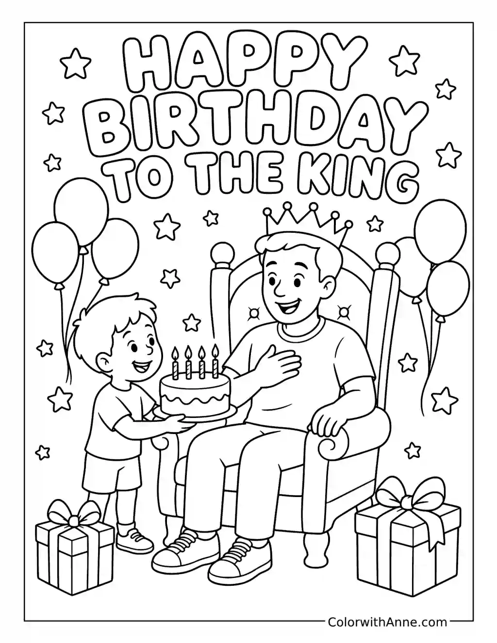 Birthday King Dad coloring page