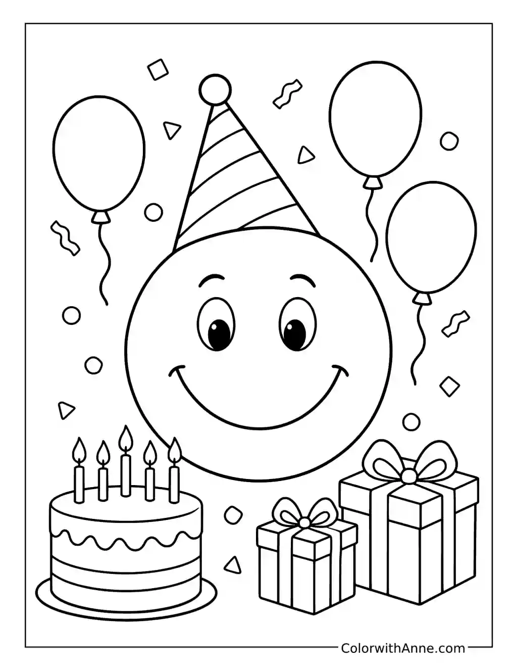 Birthday Smiley Face coloring page