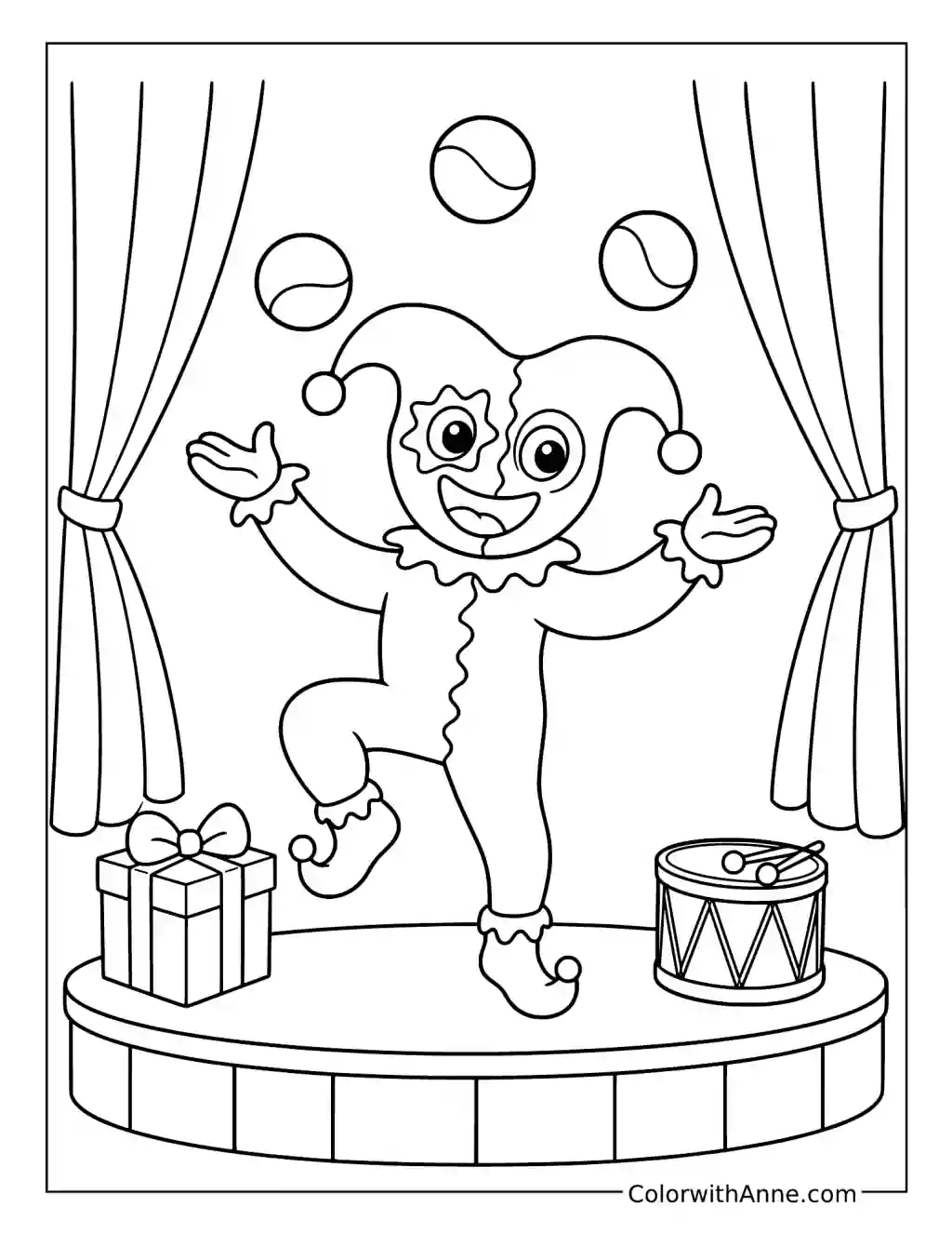Bittergiggle Juggling on a Stage coloring page