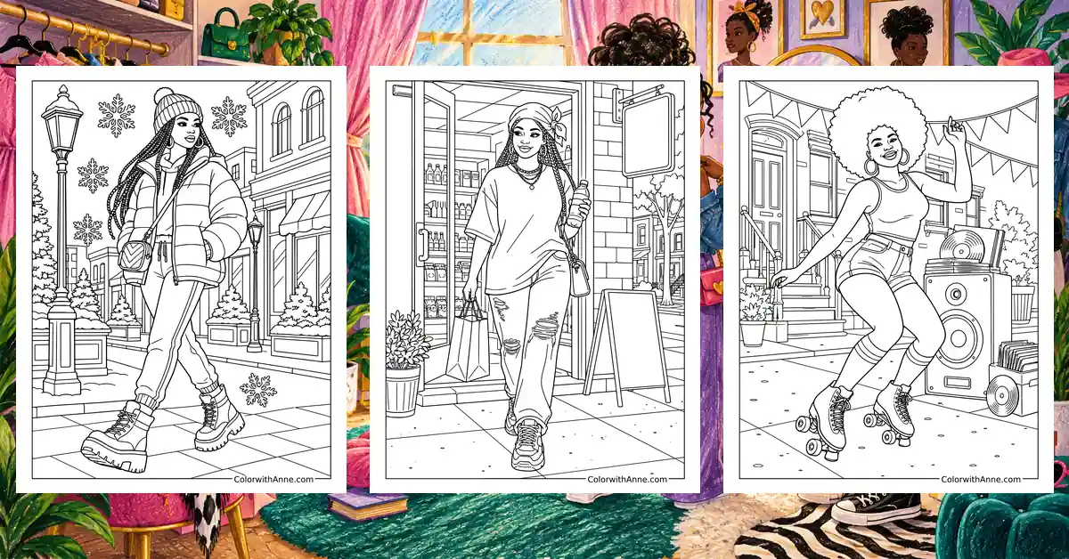 Black Girl Fashion Coloring Pages banner