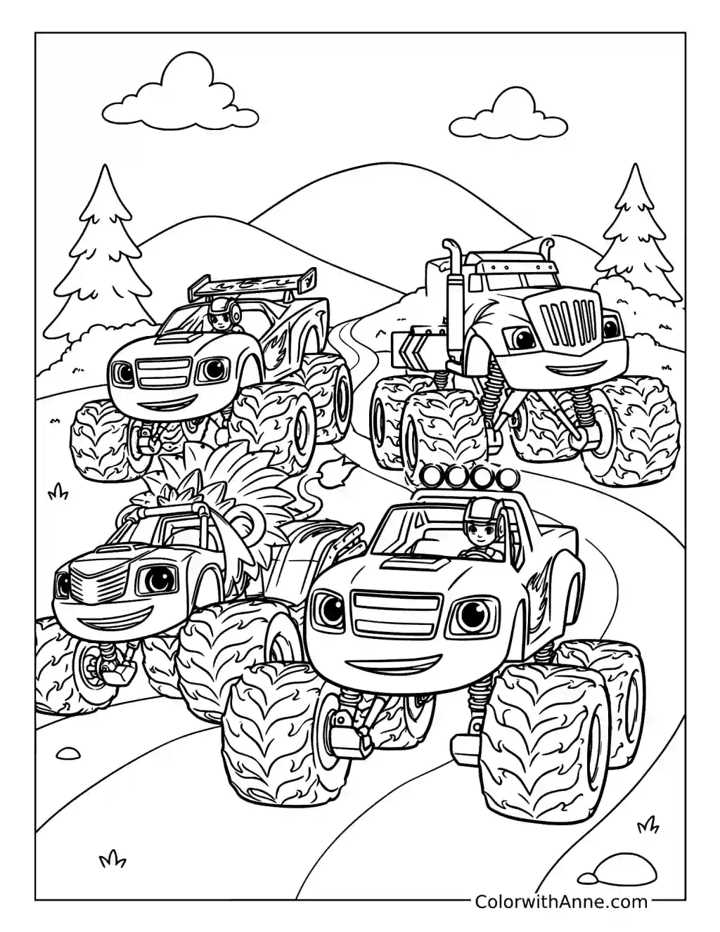 Blaze and the Monster Machine Team coloring page