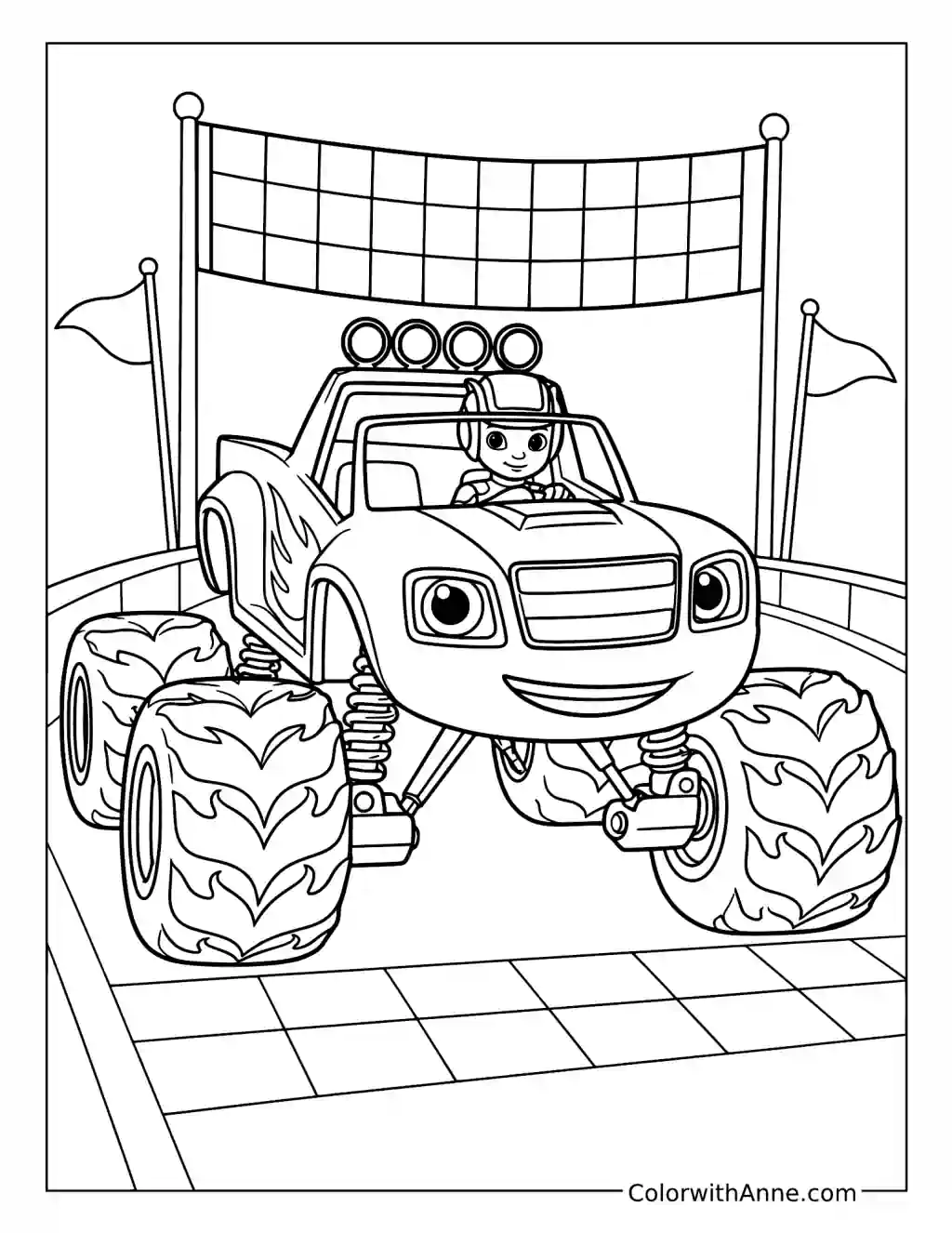 Blaze at the Finish Line coloring page