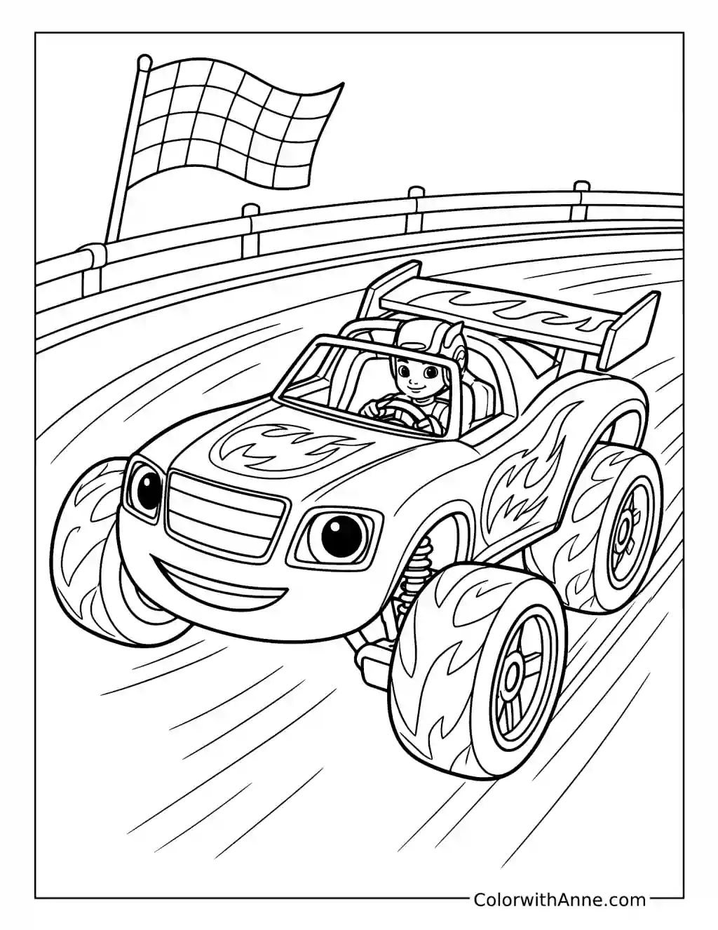 Blaze Racing on the Speedway coloring page