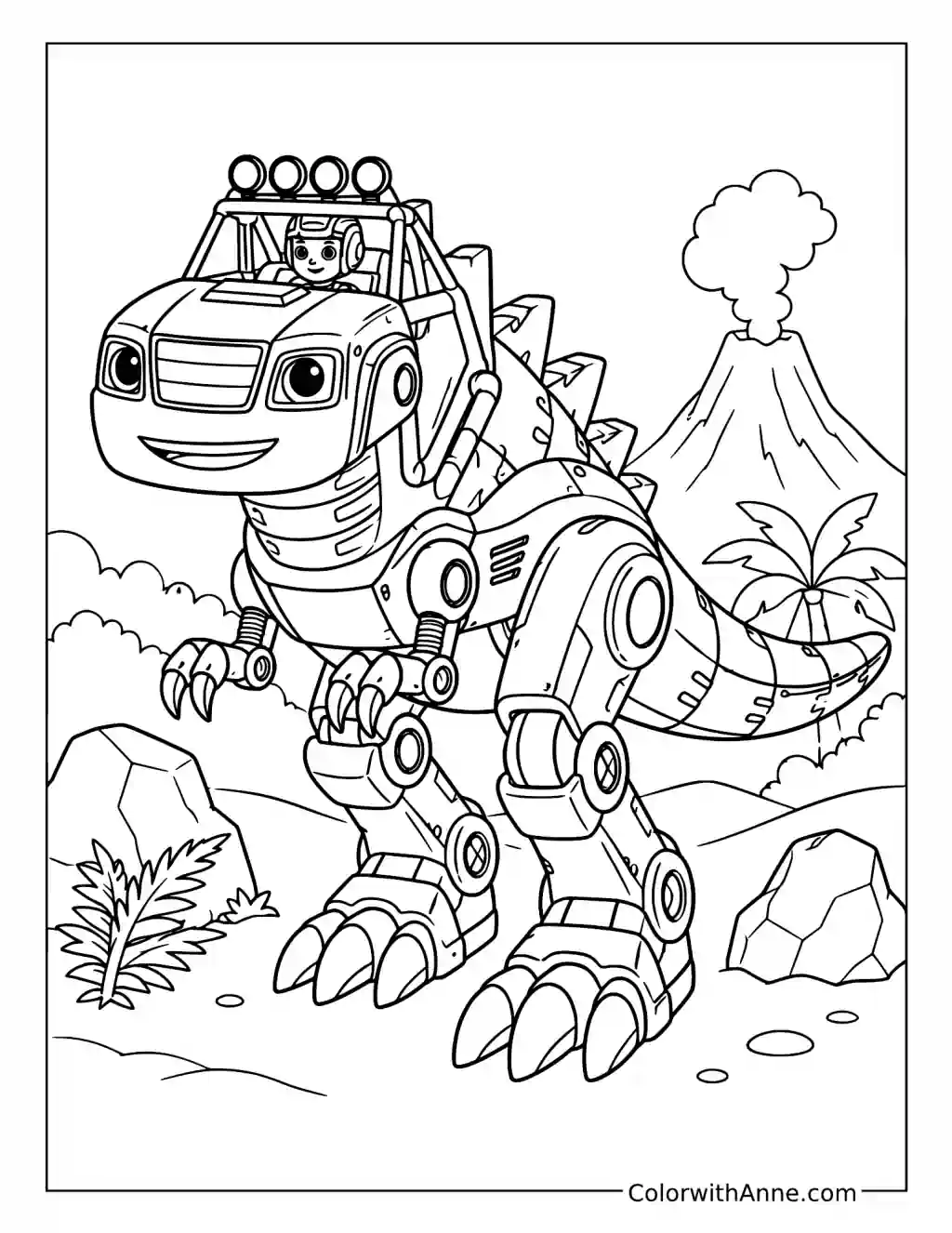 Blaze the Robot Dinosaur coloring page